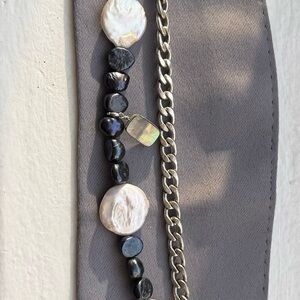 Elegant Silver and Black Beaded Necklace